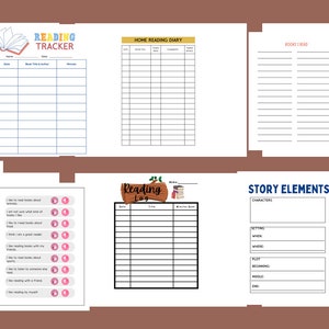 10 pages Printable Reading Journal, Reading Log, Book Tracker Tracker, Reading Challenge, Planner