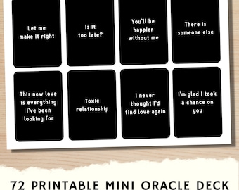 72 afdrukbare mini-orakelkaarten, Oracle-berichtenkaart, afdrukbare tarotkaarten, spirituele gidskaart, liefdesboodschap, kaartlezen, engelenkaart