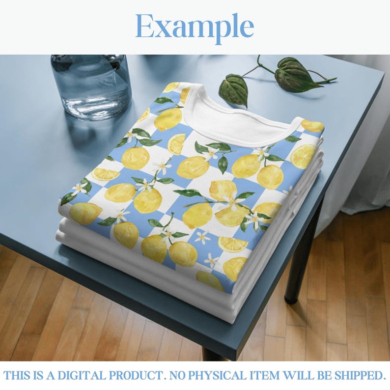 Retro Coastal Lemon Seamless Pattern, Citrus Watercolor Digital Paper ...