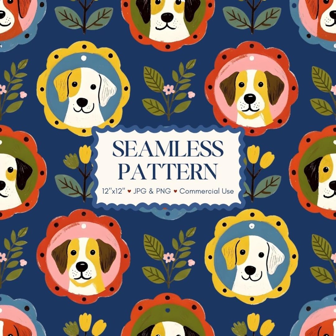 Seamless Dog Pattern | Cute Puppy Digital Paper | Nursery Pet Wallpaper ...