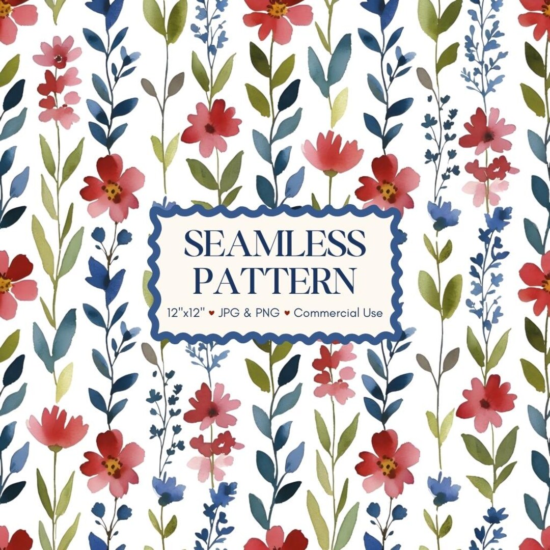 Cottage Core Pattern Texture Seamless Cottagecore Floral Pattern | Watercolor Botanical Stripes ...