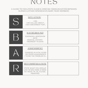SBAR Nursing Guide | RN | LPN | Nurse | Nursing Student | Must Have | Instant Download pdf | Print | Digital Guide