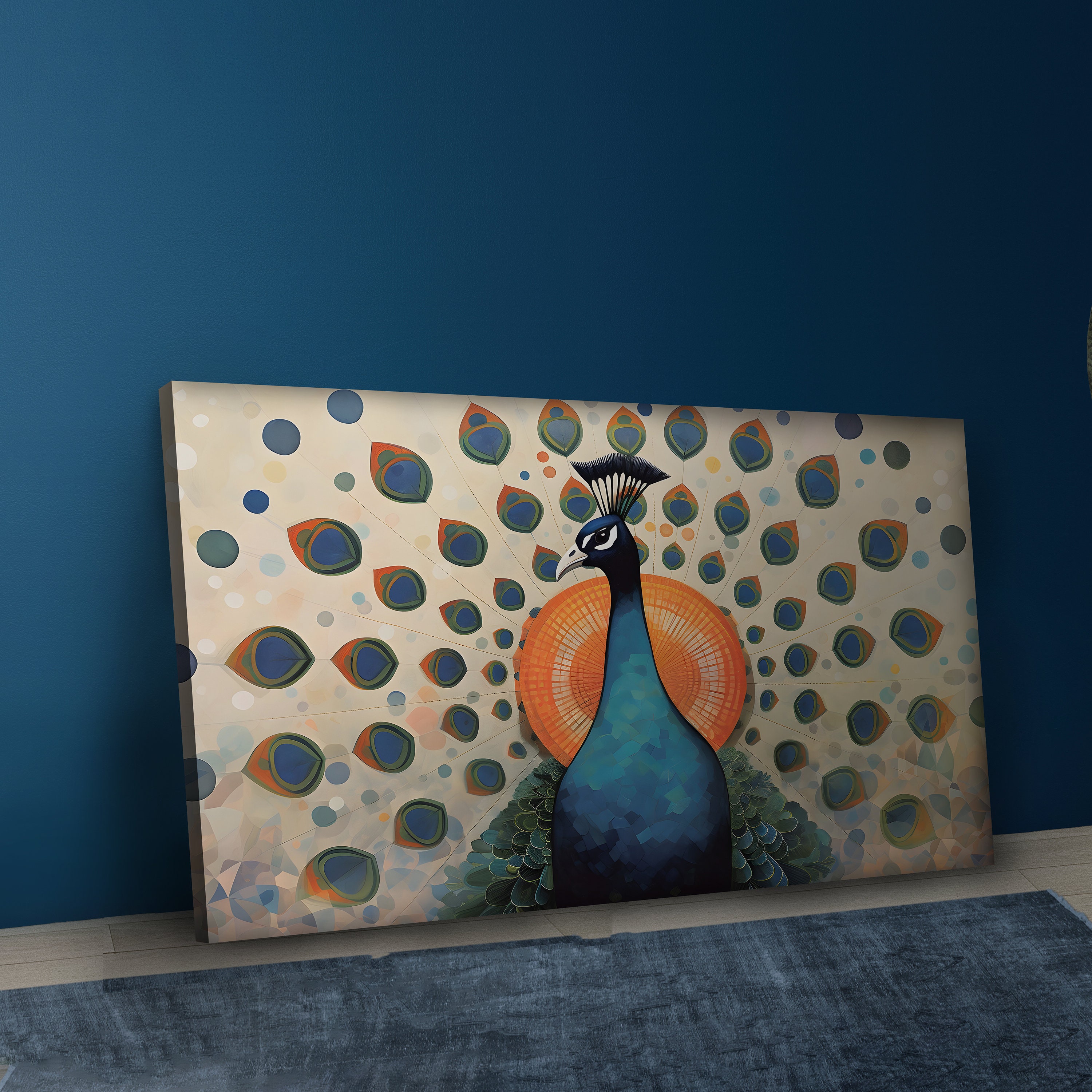Colorful Peacock Canvas Print: Modern Home Wall Art