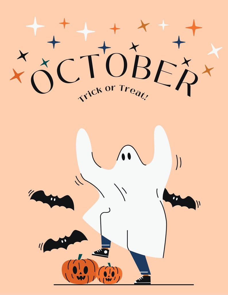 October Halloween Month Divider and Notebook Cover for Etsy