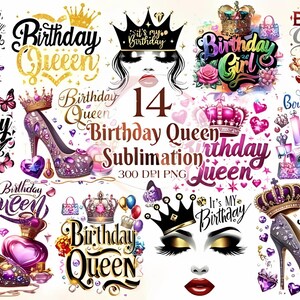 Birthday Queen Sublimations-Zitate Bundle, Geburtstagsfrau, Kinder, Unholde, Familien Shirts SVG, Birthday Queen Party Svg, Weiß Silber, Cricut,