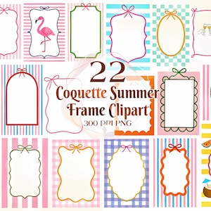 Kokette Sommer Rahmen Clipart Bundle. Skurrile gewellte Borte für Einladung | Hochzeit, Party, Babyparty Handgezeichneter Rahmen PNG
