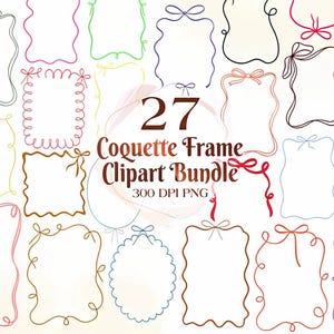 Pacchetto di clipart PNG con cornice Coquette. Cornice Coquette, cornici e bordi dorati digitali.