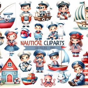 Clipart nautique aquarelle. Marin PNG | PNG nautique | Sublimation | Utilisation commerciale | Téléchargement numérique | Album | Revue | Marin |