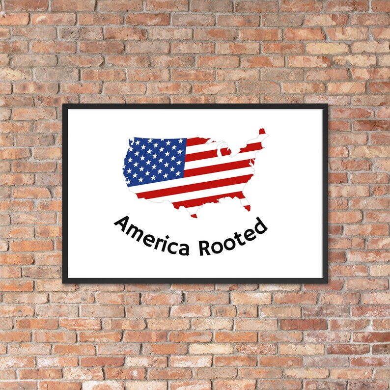 Vintage American Flag Framed Matte Poster 61x91 Cm Patriotic Wall Decor