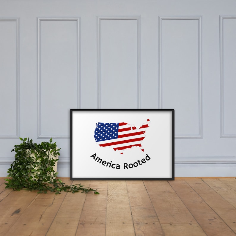 Vintage American Flag Framed Matte Poster 61x91 Cm Patriotic Wall Decor