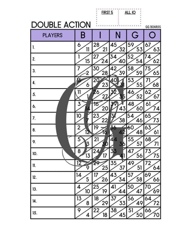 Double Action Bingo Board 175 Ball 115 Line Etsy