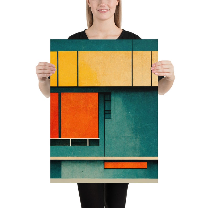 Color Block Mid Century Modern Wall Art Colorful Prints Etsy