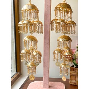 Punjabi Golden Bridal Kaleera Sleek Dome With Laser Cut Design - Indian Wedding Bridal Kaleera