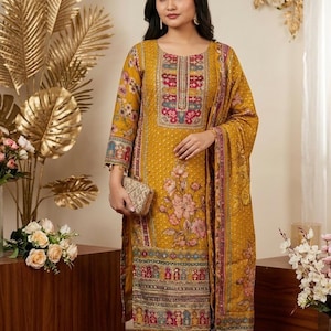 rose embroidered bodycon dress Mustard Net Embroidered Lehenga Choli For Indian Festival & Weddings main image 0