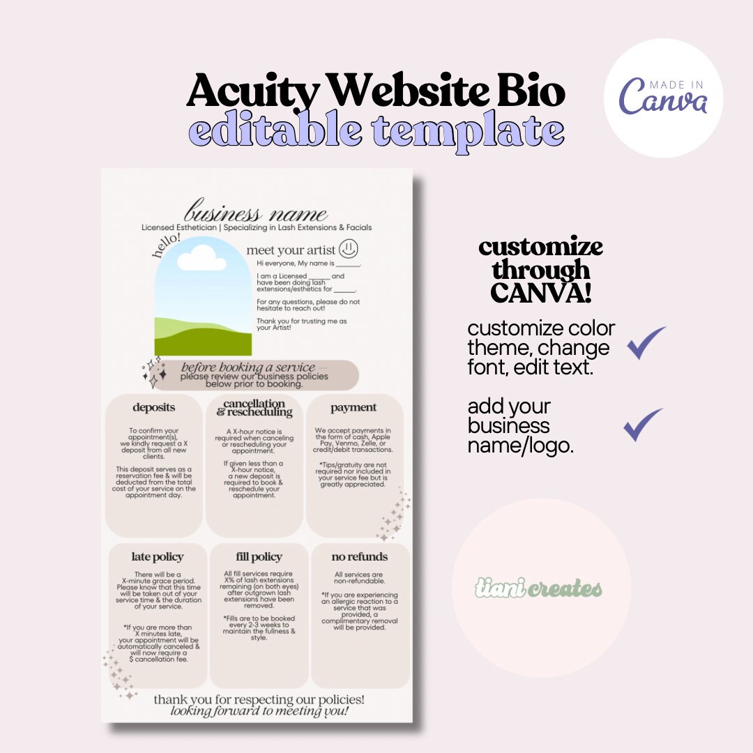 Acuity Scheduling Website Bio Editable Template Etsy Acuity Scheduling Website Bio Editable Template Etsy
