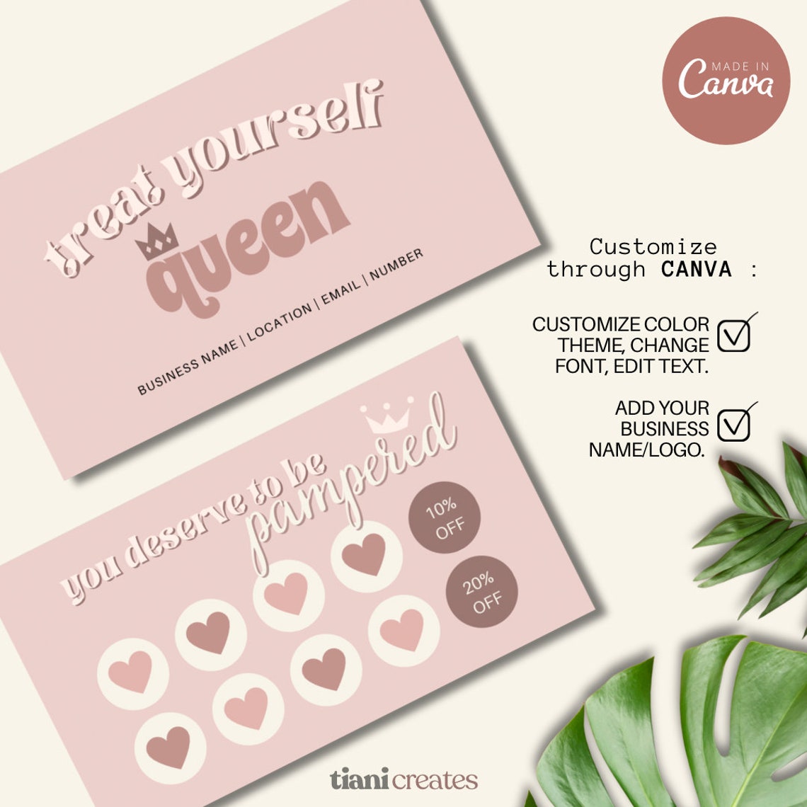 Cute Blush Pink Loyalty Card Template - Etsy