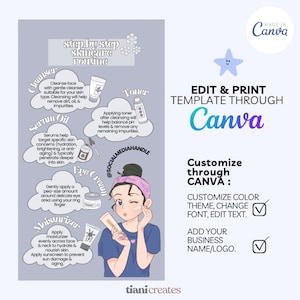 Skincare Routine Step by Step Aftercare Card Template