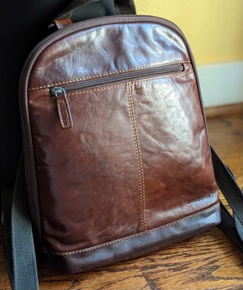 Jack voyager Leather Convertible Backpack Messenger Bag Etsy