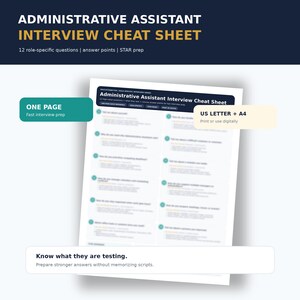 Guía rápida para la entrevista de asistente administrativo / 12 preguntas, STAR Prep (PDF)