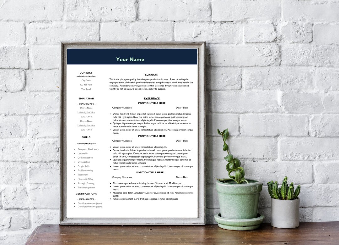 View of Resume Template 2022, Minimalist Resume Template for Word, One Page ...