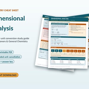 Dimensional Analysis Chemistry Cheat Sheet | Unit Conversion Study Guide (PDF)