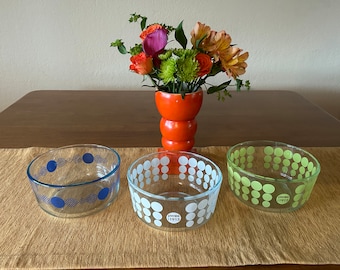 Pyrex anniversary “dot” clear 1 quart bowls