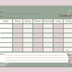 Shikataro timetable printable pdf A4 pdf timetable cute school start german timetable printable cute pdf timetable school start