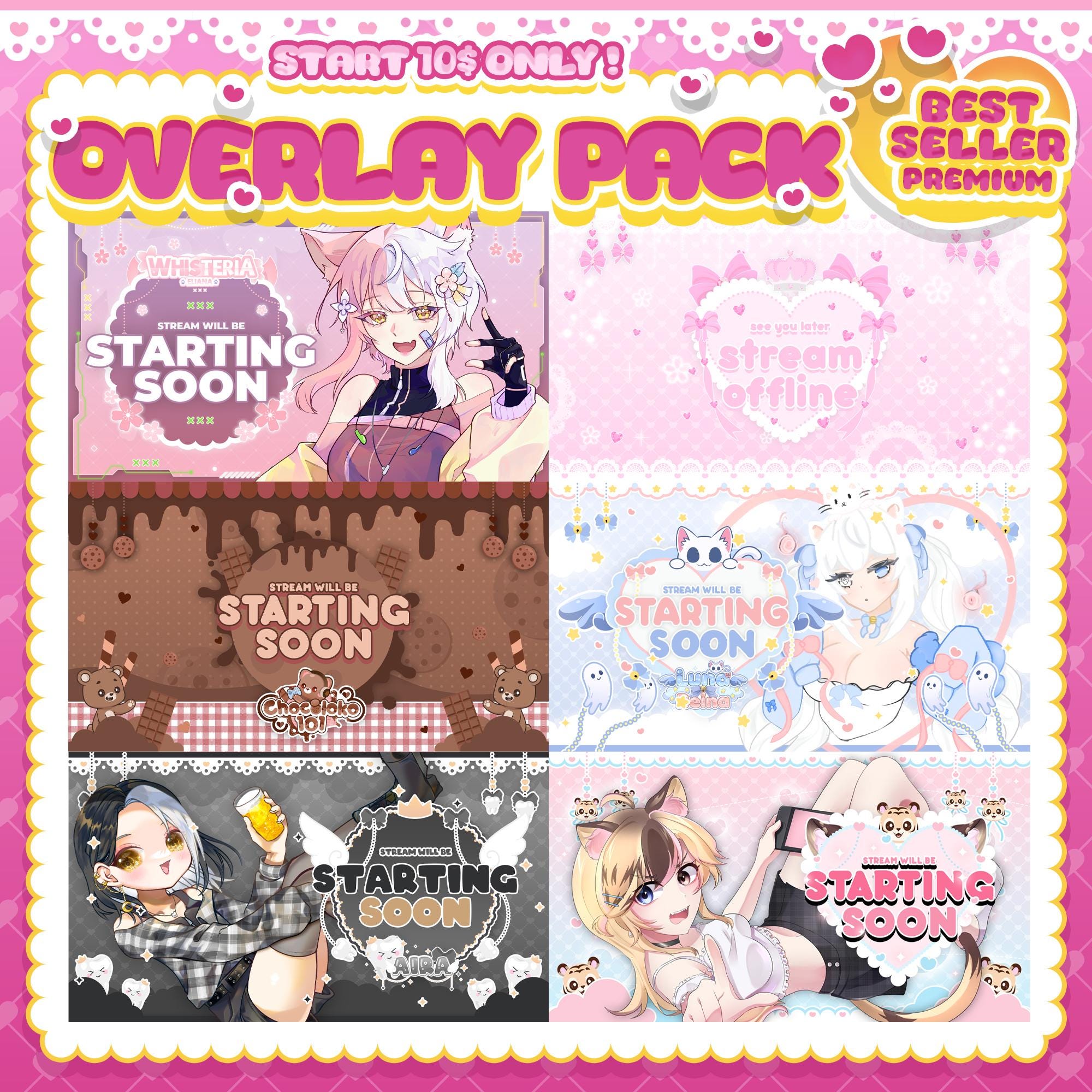 Custom Vtuber Stream Overlay | Twitch Youtube Streaming Pack | Starting ...