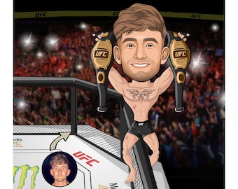 UFC-Karikatur, benutzerdefiniertes Sport-Portrait, digitales Cartoon-Portrait, MMA-Geschenkidee, personalisiert