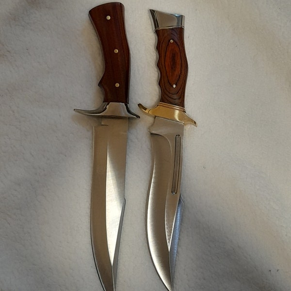 SET 2 Bowie Hunting knives with Leather and Nylon Sheath