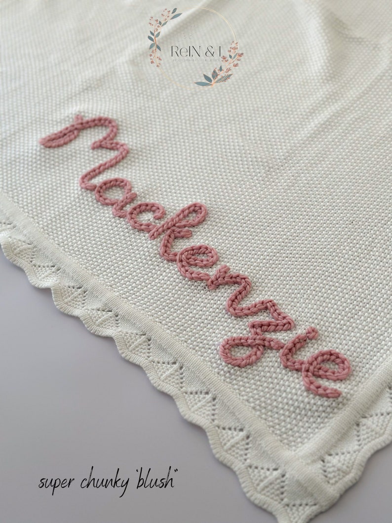 Personalised baby blanket, Hand embroidered blanket, Name blanket, Baby gift, Cotton blanket, Newborn gift, Newborn blanket, Baby shower zdjęcie 3