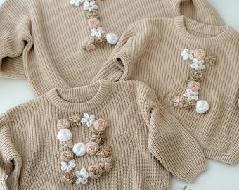 Personalised knitted sweater, Hand embroidered sweater, Baby and child sweater, Kids name jumper, Personalised jumper, Sprinkle sweater,