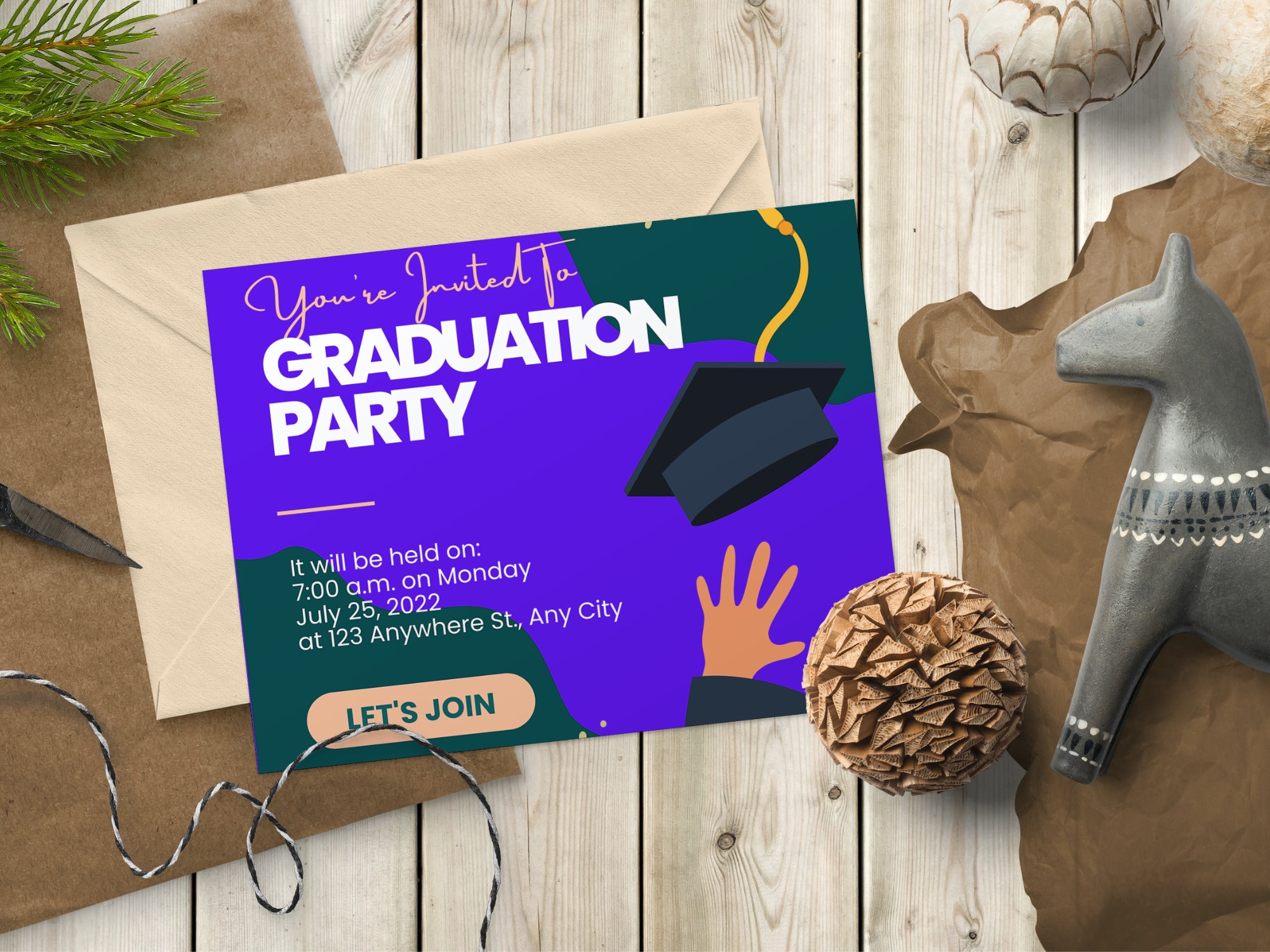 Graduation Part Invitation Template, Simple Graduation Invitation ...