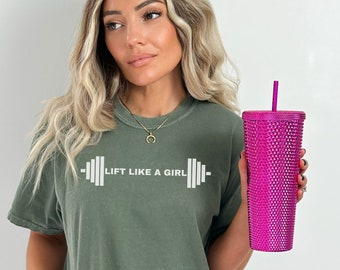 Lift Like A Girl Comfort Colors Tshirt, Oversized Workout Tee, Girls Pump Cover, Gift For Her, Muscle Mommy, Workout Clothes Tshirt, Gym Rat