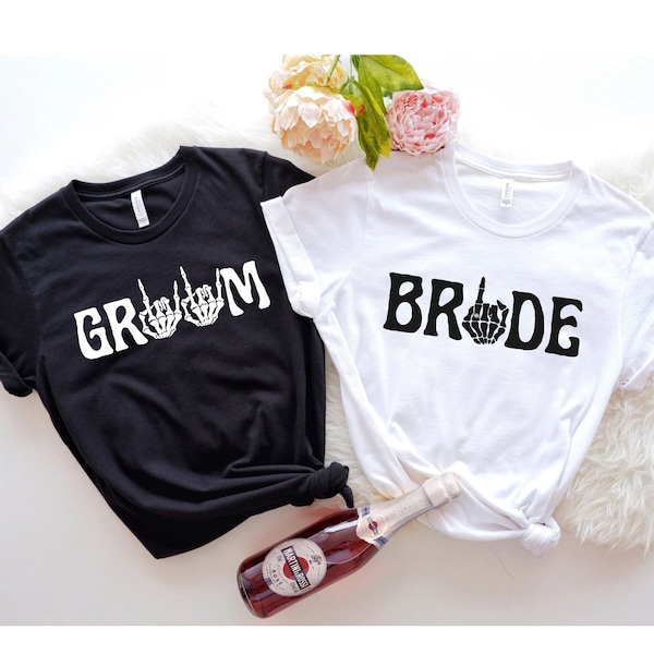 Matching Spooky Bride Groom Shirts,Skeleton Bride,Goth Bride Tshirt, Newlywed Gift,Honeymoon Shirt