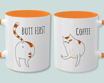 Funny Cat Butt Mug, Cat Lover Mug, Mothers Day Gift, Birthday Gift, Gift For Her, Cat Lady Gift, Accent Coffee Mug, Fur Mama