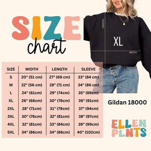 May include: Black XL Gildan 18000 sweatshirt with a size chart. The chart lists measurements for width, length, and sleeve length in inches and centimeters. The text "SIZE chart" is at the top.