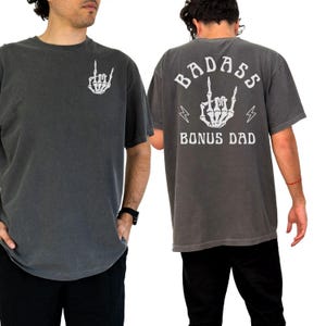 Comfort Colors Badass Bonus Dad Shirt, Fathers Day Gift For Dad, New Dad Shirt, Step Dad Gifts, Skeleton Cool Dad Shirt