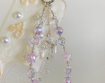 Handmade Crystal Beaded Phone Charm, Butterfly, Star, Bag Charm,Keychain,Kawaii Accessory