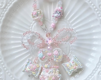 Kawaii Hand-Painted Charm: Swarovski Crystal Keychain Bag Charm