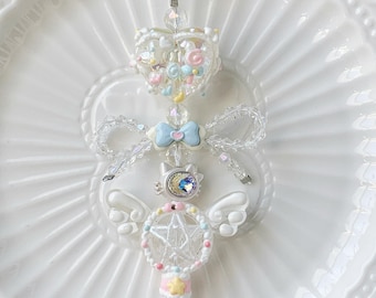 Kawaii Hand-Painted Charm: Sparkly Keychain Bag Charm
