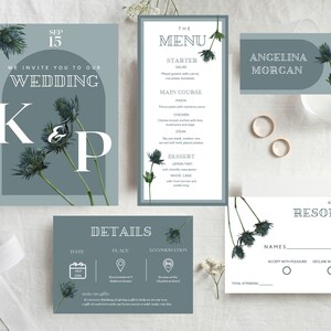 Wedding Invitation Blue Wedding Invitation Template Floral Invitation editable Template blue printable invitation instant download