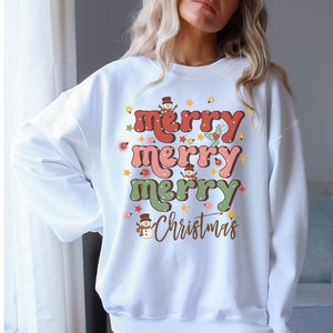 Merry Christmas Sweatshirt for Women, Christmas Crewneck Sweatshirt, Ugly Christmas Sweater, Women Holiday Sweatshirt,Christmas Gift for Her