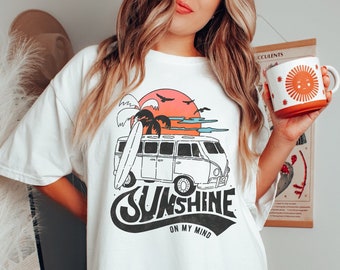 Retro Sun Shine On My Mind Shirt, Beach Shirt, Comfort Color Oversized Tshirt, Lounge Comfort Shirt, Weekend Lake Shirt, Funny Graphic Shirt