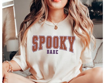 Spooky Babe Comfort Colors T-Shirt, Halloween Spooky Tshirts, Halloween T-shirt, Halloween Party Shirt for Women, Fall Tee Oversized Shirts
