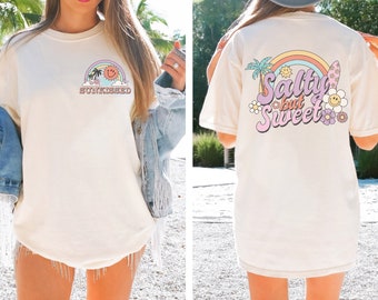 Summer Comfort Color Salty but Sweet Shirt, Vintage Summer T-shirt, Retro Summer Beach Bum Shirts, Summer Graphic Tee, Womens Camping Shirt
