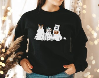 Halloween Dog Ghost Shirt, Halloween Sweater, Ghost Sweatshirt, Halloween Dog Sweatshirt, Ghost Dog T shirt, Dog Lover Halloween Sweatshirt