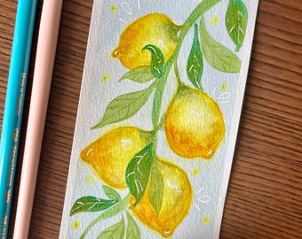 Limones postales de acuarela - marcador - ilustración de acuarela