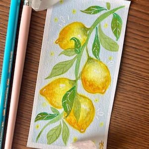 Limones postales de acuarela - marcador - ilustración de acuarela