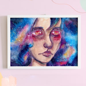Stampa artistica >Galaxy Girl< - Illustrazione ad acquerello